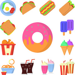 Donut glaze color icon in a collection with other items