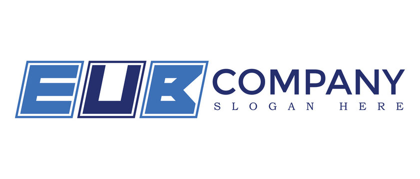 EUB three Letter Rounded rectangle boxes shape element symbol digital initial technology Media business  logo design, Vector Template