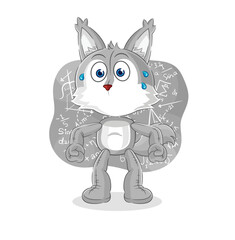 wolf thinking hard vector. cartoon character