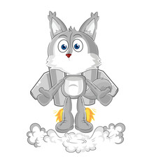 wolf with jetpack mascot. cartoon vector