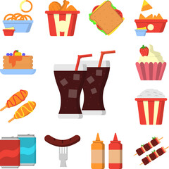 Soda drink glasses color icon in a collection with other items