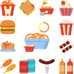 Onion rings garlic sauce color icon in a collection with other items