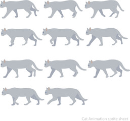 Cat Walk - Animation sprite sheet,
walk cycle Animation sequence, animation frames