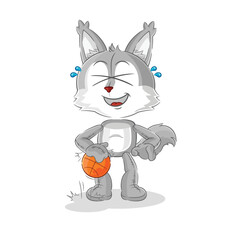 Fototapeta na wymiar wolf dribble basketball character. cartoon mascot vector
