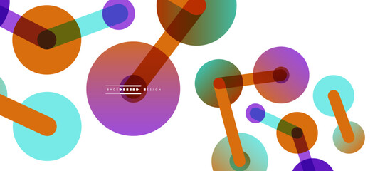 Line points connections geometric abstract background. Circles connected by lines. Trendy techno business template for wallpaper, banner, background or landing