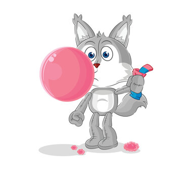 wolf chewing gum vector. cartoon character