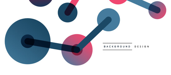 Abstract background. Round dots connected by lines. Trendy techno business template for wallpaper, banner, background or landing