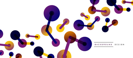 Abstract background. Round dots connected by lines. Trendy techno business template for wallpaper, banner, background or landing