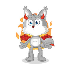 wolf demon with wings character. cartoon mascot vector