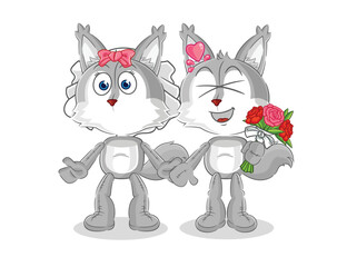 Fototapeta premium wolf wedding cartoon. cartoon mascot vector