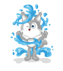 wolf fresh with water mascot. cartoon vector