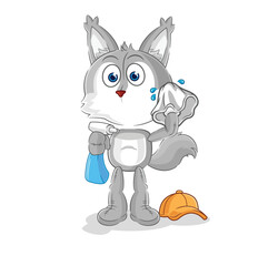 wolf cleaner vector. cartoon character