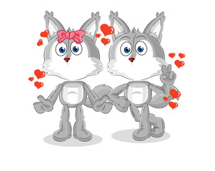Obraz premium wolf dating cartoon. character mascot vector
