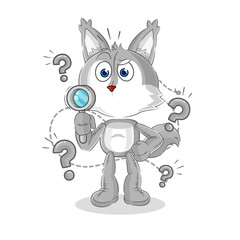 wolf searching illustration. character vector