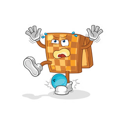 wood chess hiten by bowling cartoon. cartoon mascot vector
