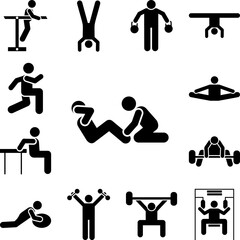 Man exercise fitness training two man with arrow pictogram icon in a collection with other items