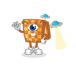 wood chess alien cartoon mascot vector