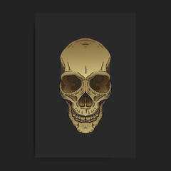 Vintage golden skull head