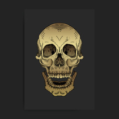 Gold skull head with open mouth