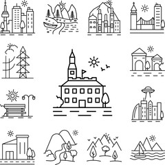 University line icon in a collection with other items