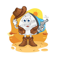 iron cowboy with gun character vector