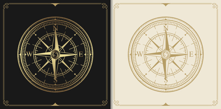 Golden vintage compass