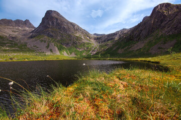 Scenery at Grøtfjorden, Kvaløya island, Northern Norway