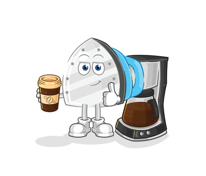 recommend clip art: iron drinking coffee illustration. character vector