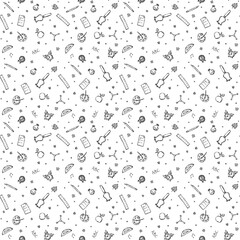Black and white School pattern. Back to school. Doodle school background. Seamless school vector illustration