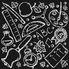 School icons. Back to school. Doodle school background. school vector illustration