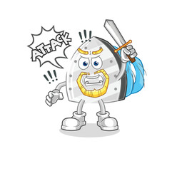 iron knights attack with sword. cartoon mascot vector