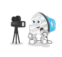 iron tv reporter cartoon. cartoon mascot vector