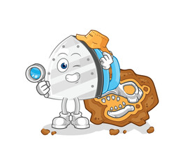 iron archaeologists with fossils mascot. cartoon vector