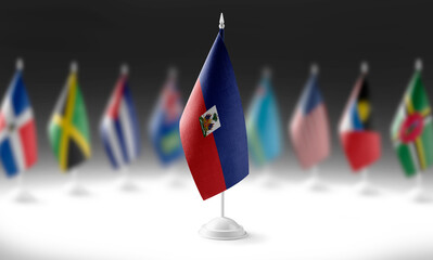 The national flag of the Haiti on the background of flags of other countries