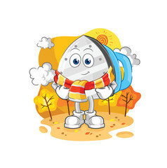 iron in the autumn. cartoon mascot vector