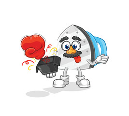 iron prank glove in the box. cartoon mascot