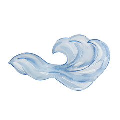 Watercolor blue sea wave