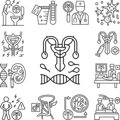 Urethra DNA spermatozoid icon in a collection with other items