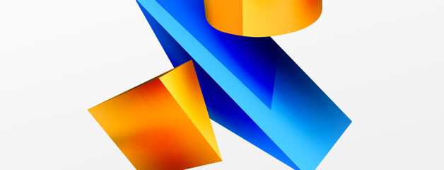 Metallic 3d shape vector geometric background. Trendy techno business template for wallpaper, banner, background or landing