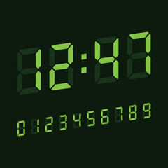 Digital clock number icon illustration in flat style. lcd watch vector illustration on isolated background. Time alarm sign business concept.