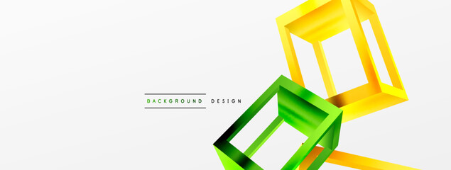 3D cube shapes vector geometric background. Trendy techno business template for wallpaper, banner, background or landing