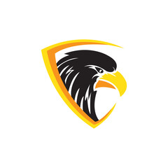 Fototapeta premium Bird falcon and logo design, eagle or hawk badge emblem