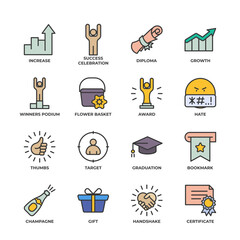 Success elements collection, flat icons set, Colorful symbols pack. Vector illustration. Flat style design