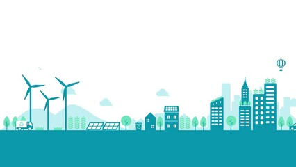 Smart ecology city illustration animation ( mp4 )