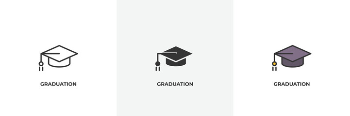 graduation icon. Line, solid and filled outline colorful version, outline and filled vector sign. Idea Symbol, logo illustration. Vector graphics