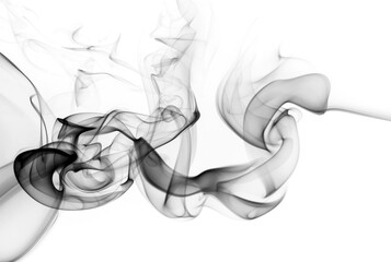 black smoke abstract on white background, Fire design, Toxic smoke is moving