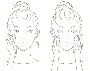 若い女性の美容イメージ 線画06