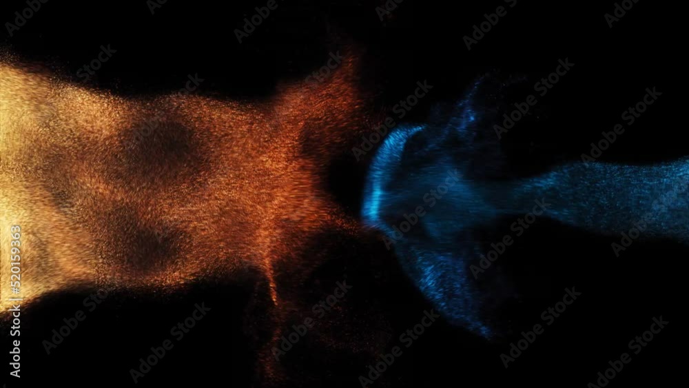 Wall mural abstract background liquid hot and cold energy particles sparkles turbulent flows colliding mixing