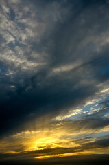 sunset over the clouds