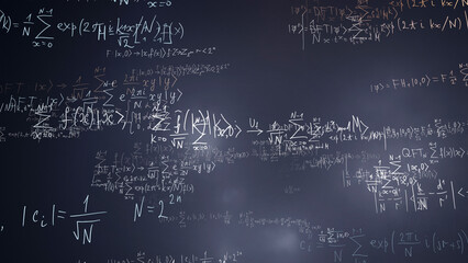 Algorithm, solutions of equations, abstract background of mathematical formulas. Engineering and mathematical education, algorithm development - obrazy, fototapety, plakaty